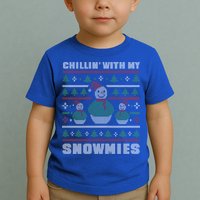 Ugly Christmas Sweater Alternative Chillin With My Snowmies Meaningful Gift Toddler T-Shirt