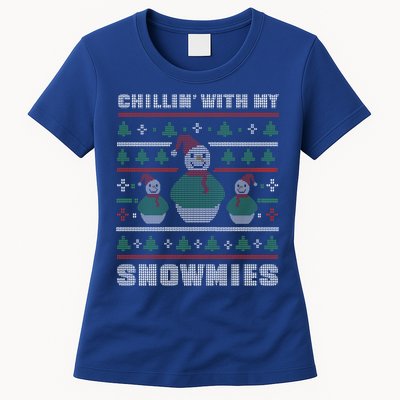 Ugly Christmas Sweater Alternative Chillin With My Snowmies Meaningful Gift Womens T-Shirt