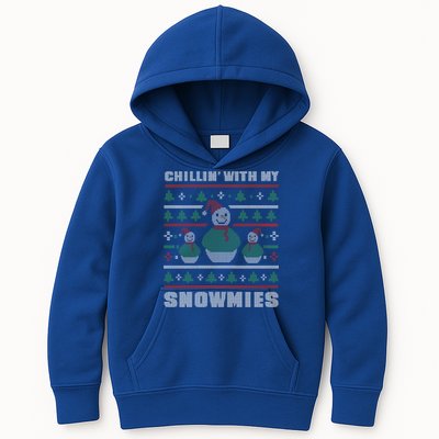 Ugly Christmas Sweater Alternative Chillin With My Snowmies Meaningful Gift Kids Hoodie