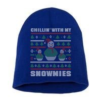 Ugly Christmas Sweater Alternative Chillin With My Snowmies Meaningful Gift Short Acrylic Beanie