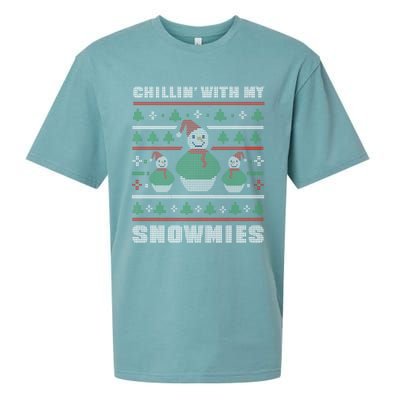 Ugly Christmas Sweater Alternative Chillin With My Snowmies Meaningful Gift Sueded Cloud Jersey T-Shirt