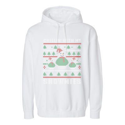 Ugly Christmas Sweater Alternative Chillin With My Snowmies Meaningful Gift Garment-Dyed Fleece Hoodie