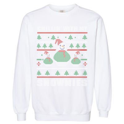 Ugly Christmas Sweater Alternative Chillin With My Snowmies Meaningful Gift Garment-Dyed Sweatshirt