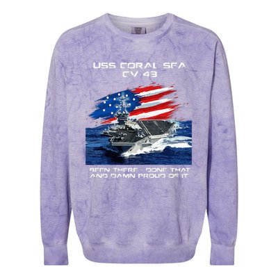 USS Coral Sea CV 43 Aircraft Carrier Veteran USA Flag Xmas Colorblast Crewneck Sweatshirt