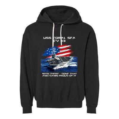 USS Coral Sea CV 43 Aircraft Carrier Veteran USA Flag Xmas Garment-Dyed Fleece Hoodie