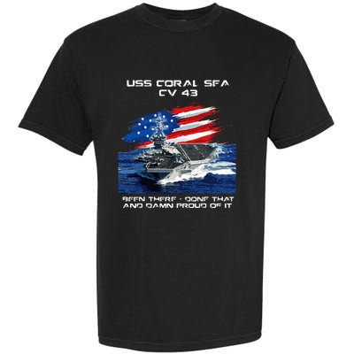 USS Coral Sea CV 43 Aircraft Carrier Veteran USA Flag Xmas Garment-Dyed Heavyweight T-Shirt