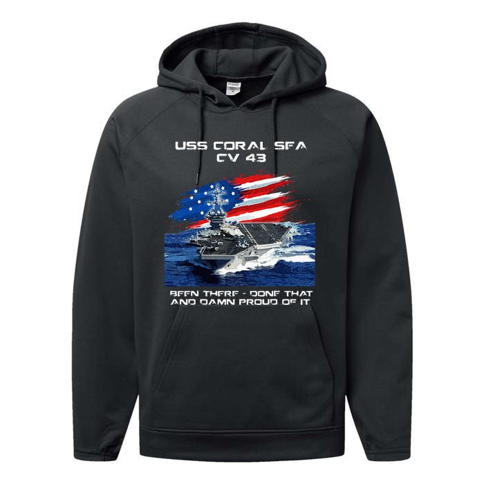 USS Coral Sea CV 43 Aircraft Carrier Veteran USA Flag Xmas Performance Fleece Hoodie