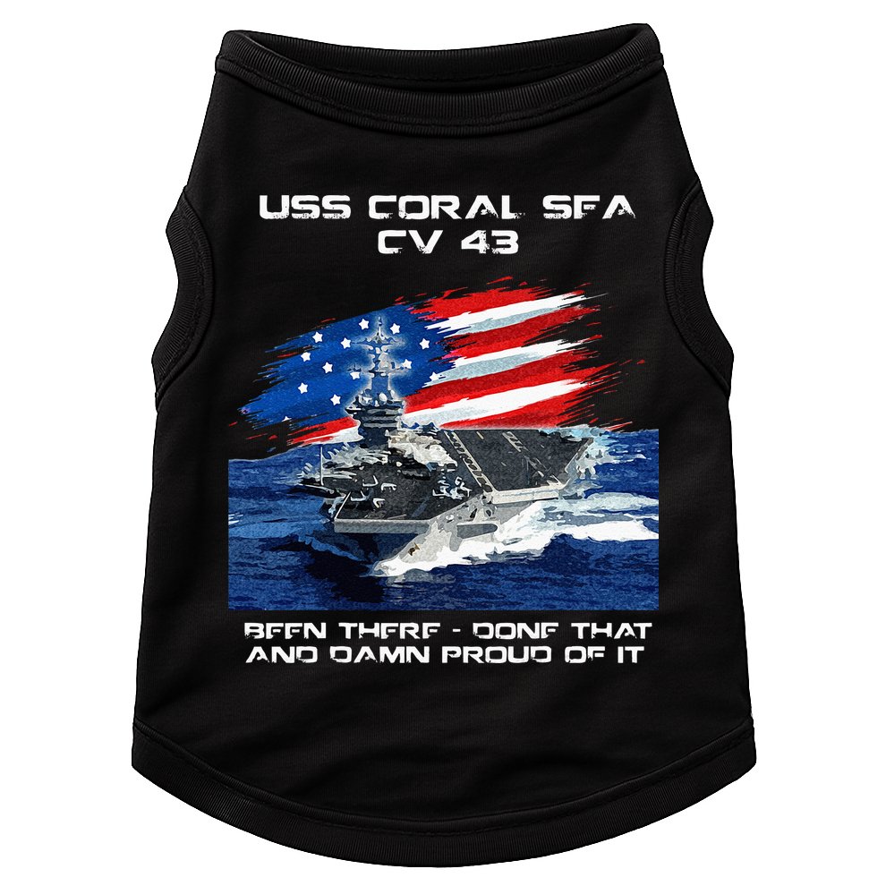 USS Coral Sea CV 43 Aircraft Carrier Veteran USA Flag Xmas Doggie Tank