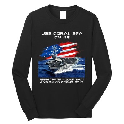 USS Coral Sea CV 43 Aircraft Carrier Veteran USA Flag Xmas Long Sleeve Shirt