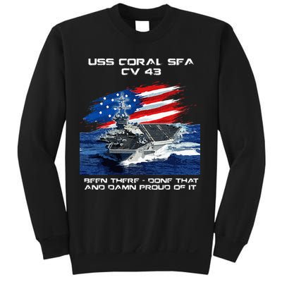 USS Coral Sea CV 43 Aircraft Carrier Veteran USA Flag Xmas Sweatshirt