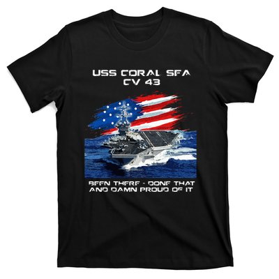 USS Coral Sea CV 43 Aircraft Carrier Veteran USA Flag Xmas T-Shirt