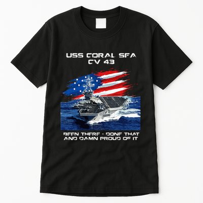 USS Coral Sea CV 43 Aircraft Carrier Veteran USA Flag Xmas Tall T-Shirt