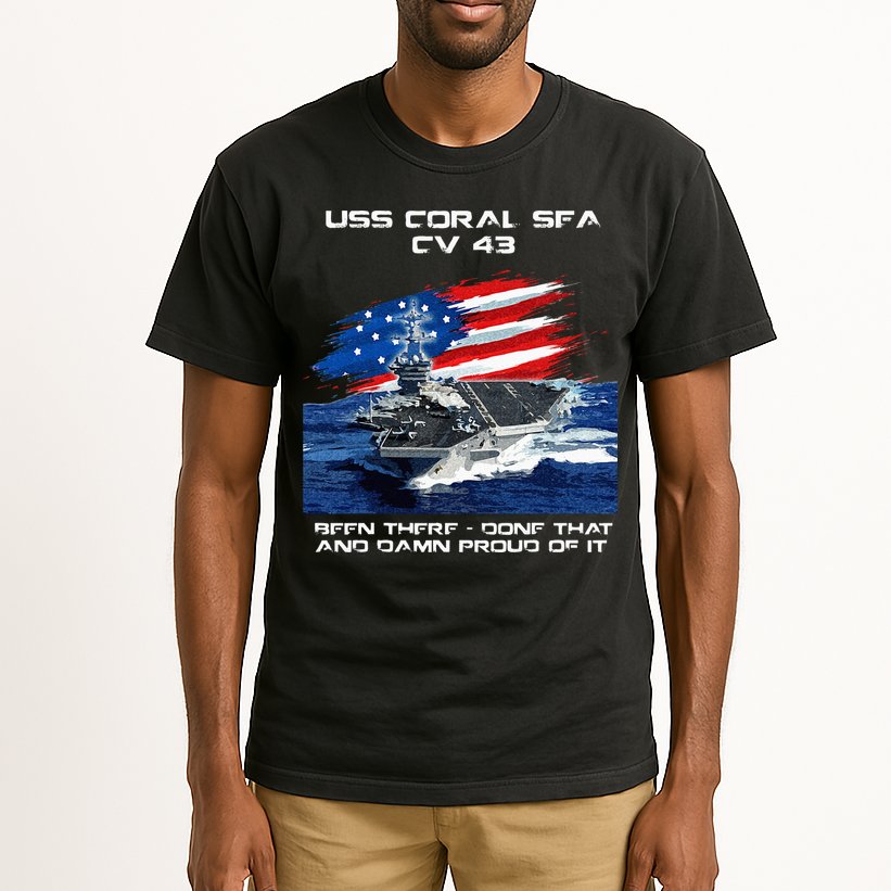 USS Coral Sea CV 43 Aircraft Carrier Veteran USA Flag Xmas Tall T-Shirt
