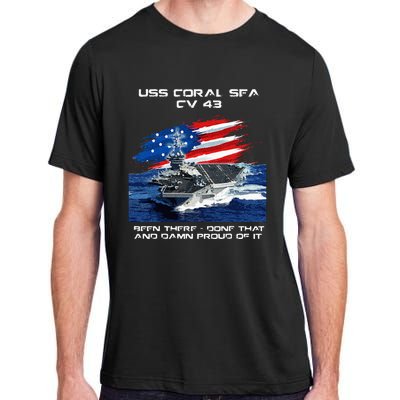 USS Coral Sea CV 43 Aircraft Carrier Veteran USA Flag Xmas Adult ChromaSoft Performance T-Shirt