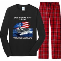 USS Coral Sea CV 43 Aircraft Carrier Veteran USA Flag Xmas Long Sleeve Pajama Set