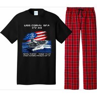 USS Coral Sea CV 43 Aircraft Carrier Veteran USA Flag Xmas Pajama Set