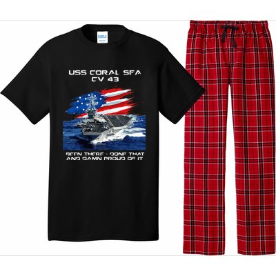 USS Coral Sea CV 43 Aircraft Carrier Veteran USA Flag Xmas Pajama Set