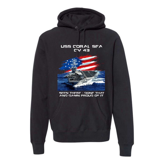 USS Coral Sea CV 43 Aircraft Carrier Veteran USA Flag Xmas Premium Hoodie