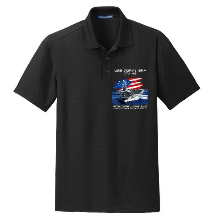 USS Coral Sea CV 43 Aircraft Carrier Veteran USA Flag Xmas Dry Zone Grid Polo