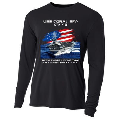 USS Coral Sea CV 43 Aircraft Carrier Veteran USA Flag Xmas Cooling Performance Long Sleeve Crew