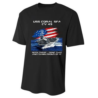 USS Coral Sea CV 43 Aircraft Carrier Veteran USA Flag Xmas Performance Sprint T-Shirt