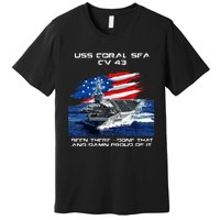 USS Coral Sea CV 43 Aircraft Carrier Veteran USA Flag Xmas Premium T-Shirt