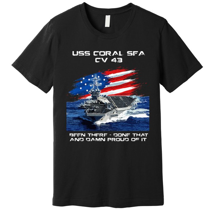 USS Coral Sea CV 43 Aircraft Carrier Veteran USA Flag Xmas Premium T-Shirt