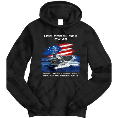 USS Coral Sea CV 43 Aircraft Carrier Veteran USA Flag Xmas Tie Dye Hoodie