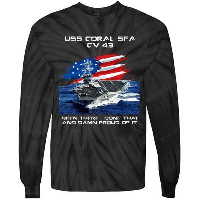 USS Coral Sea CV 43 Aircraft Carrier Veteran USA Flag Xmas Tie-Dye Long Sleeve Shirt