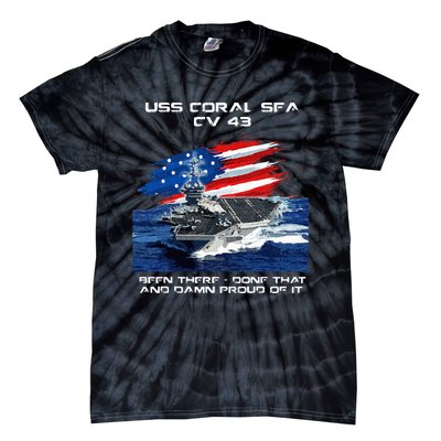 USS Coral Sea CV 43 Aircraft Carrier Veteran USA Flag Xmas Tie-Dye T-Shirt