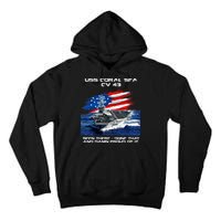 USS Coral Sea CV 43 Aircraft Carrier Veteran USA Flag Xmas Tall Hoodie