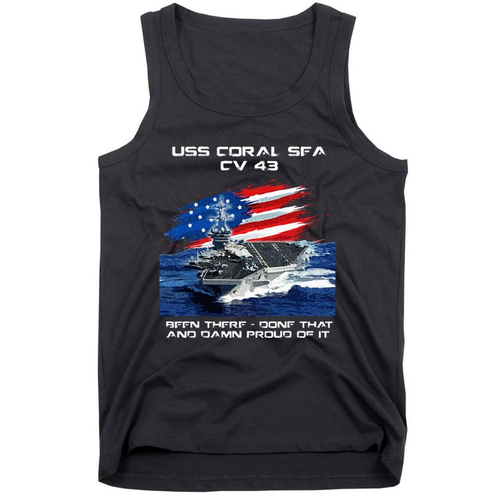 USS Coral Sea CV 43 Aircraft Carrier Veteran USA Flag Xmas Tank Top