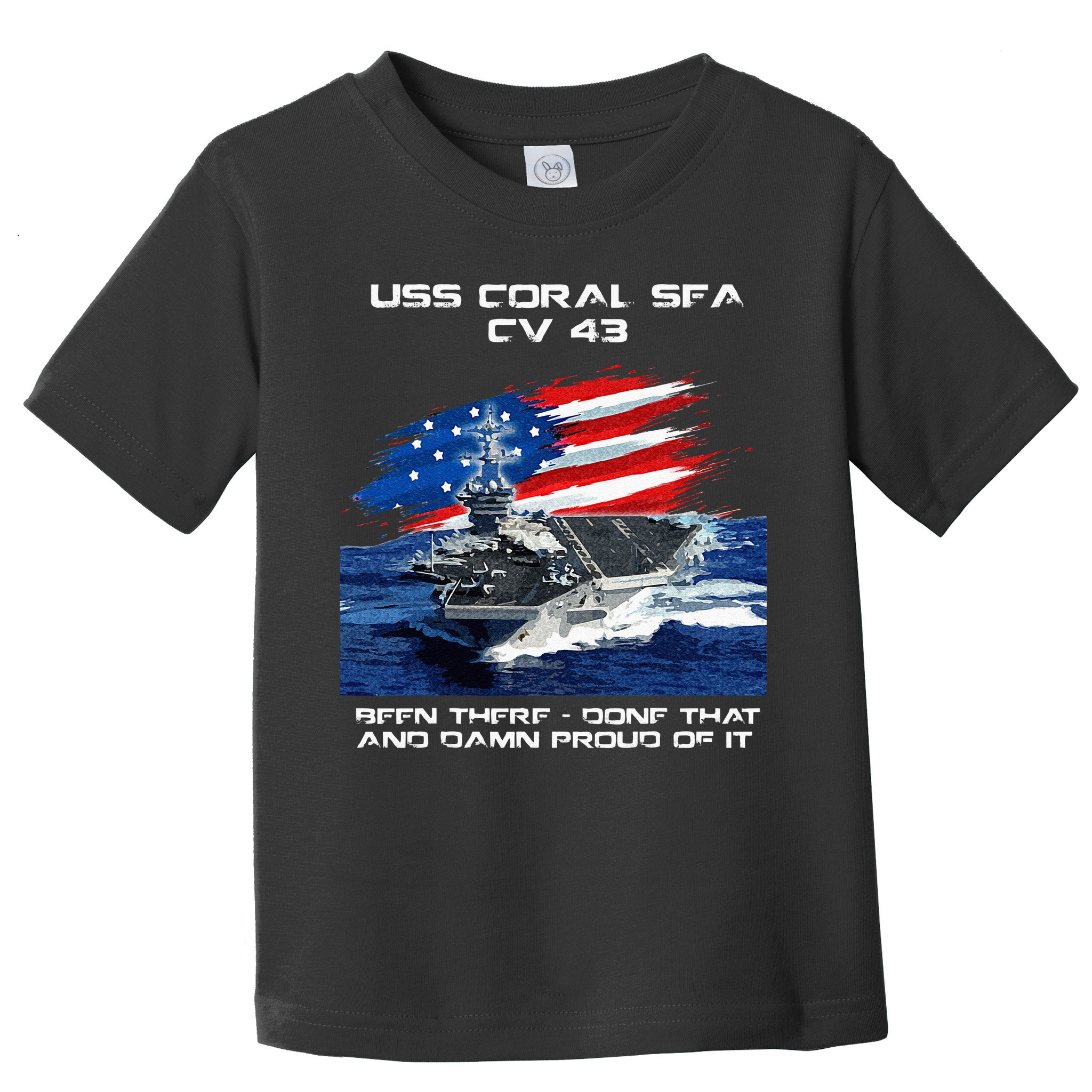 USS Coral Sea CV 43 Aircraft Carrier Veteran USA Flag Xmas Toddler T-Shirt