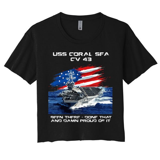 USS Coral Sea CV 43 Aircraft Carrier Veteran USA Flag Xmas Crop Top
