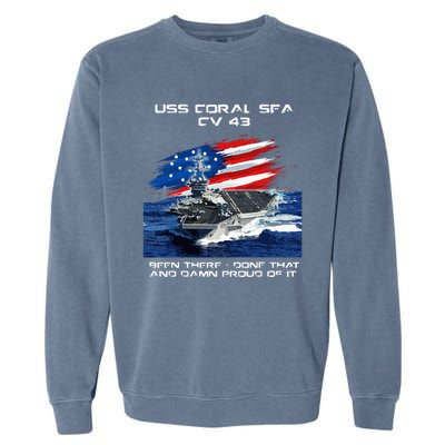 USS Coral Sea CV 43 Aircraft Carrier Veteran USA Flag Xmas Garment-Dyed Sweatshirt