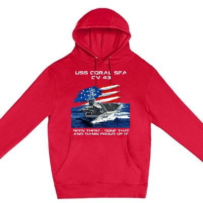 USS Coral Sea CV 43 Aircraft Carrier Veteran USA Flag Xmas Premium Pullover Hoodie