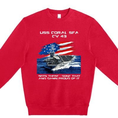 USS Coral Sea CV 43 Aircraft Carrier Veteran USA Flag Xmas Premium Crewneck Sweatshirt