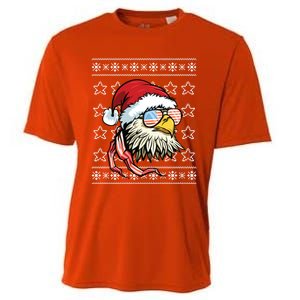 Ugly Christmas Sweater Usa Flag Bald Eagle Christmas Gift Cooling Performance Crew T-Shirt