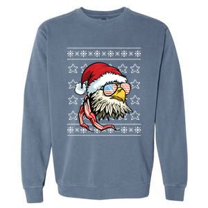 Ugly Christmas Sweater Usa Flag Bald Eagle Christmas Gift Garment-Dyed Sweatshirt