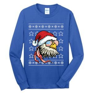 Ugly Christmas Sweater Usa Flag Bald Eagle Christmas Gift Tall Long Sleeve T-Shirt