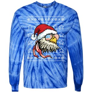 Ugly Christmas Sweater Usa Flag Bald Eagle Christmas Gift Tie-Dye Long Sleeve Shirt