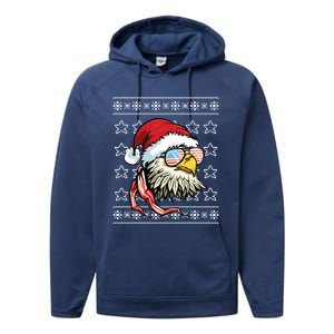 Ugly Christmas Sweater Usa Flag Bald Eagle Christmas Gift Performance Fleece Hoodie