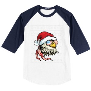 Ugly Christmas Sweater Usa Flag Bald Eagle Christmas Gift Baseball Sleeve Shirt