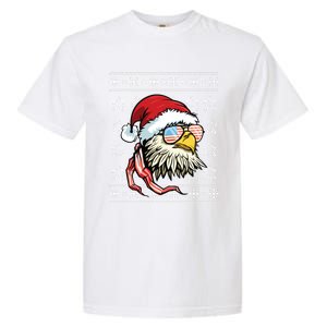 Ugly Christmas Sweater Usa Flag Bald Eagle Christmas Gift Garment-Dyed Heavyweight T-Shirt