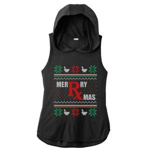 Ugly Christmas Sweater Pharmacy Tech Merry Xmas Pharmacist Gift Ladies PosiCharge Tri-Blend Wicking Draft Hoodie Tank