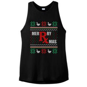 Ugly Christmas Sweater Pharmacy Tech Merry Xmas Pharmacist Gift Ladies PosiCharge Tri-Blend Wicking Tank