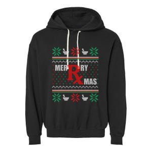 Ugly Christmas Sweater Pharmacy Tech Merry Xmas Pharmacist Gift Garment-Dyed Fleece Hoodie