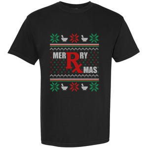 Ugly Christmas Sweater Pharmacy Tech Merry Xmas Pharmacist Gift Garment-Dyed Heavyweight T-Shirt