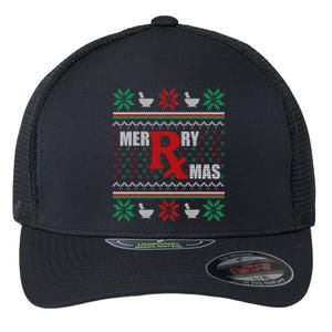 Ugly Christmas Sweater Pharmacy Tech Merry Xmas Pharmacist Gift Flexfit Unipanel Trucker Cap