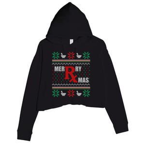 Ugly Christmas Sweater Pharmacy Tech Merry Xmas Pharmacist Gift Crop Fleece Hoodie